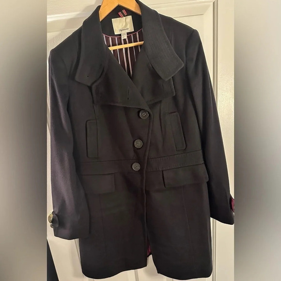 NWOT Faconnable Women’s Navy Wool and Cashmere Long Coat Size Large - Picture 2 of 8